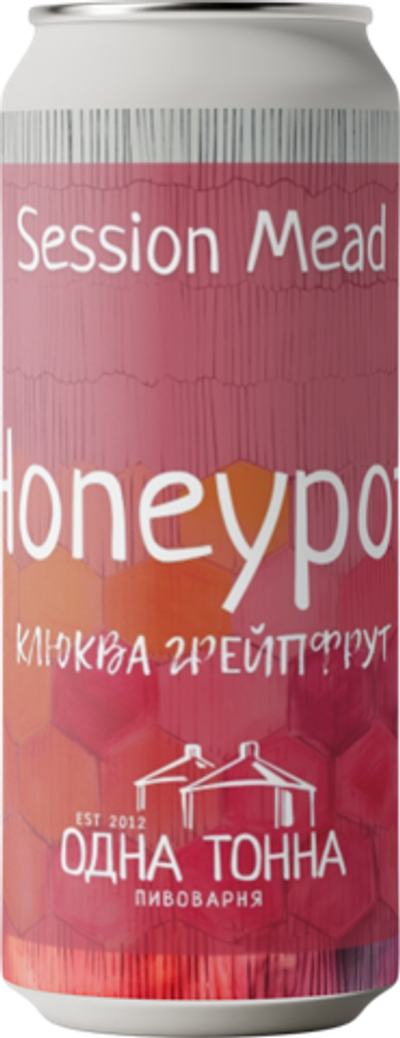 Медовуха Одна Тонна Ханипот Клюква, Грейпфрут / Mead Odna Tonna Honeypot Klyukva, Grapefruit 0.5 - банка