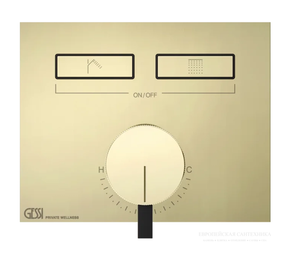 Смеситель Gessi Hi-Fi, однорычажный, до 2 функций одновременно, с кнопками вкл/выкл, внешняя часть, цвет Brass PVD