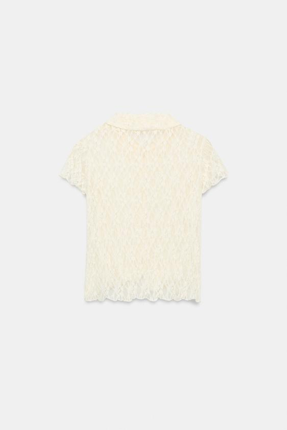 ZARA КРУЖЕВНОЙ ТОП С ПУГОВИЦАМИ, ЭКРЮ