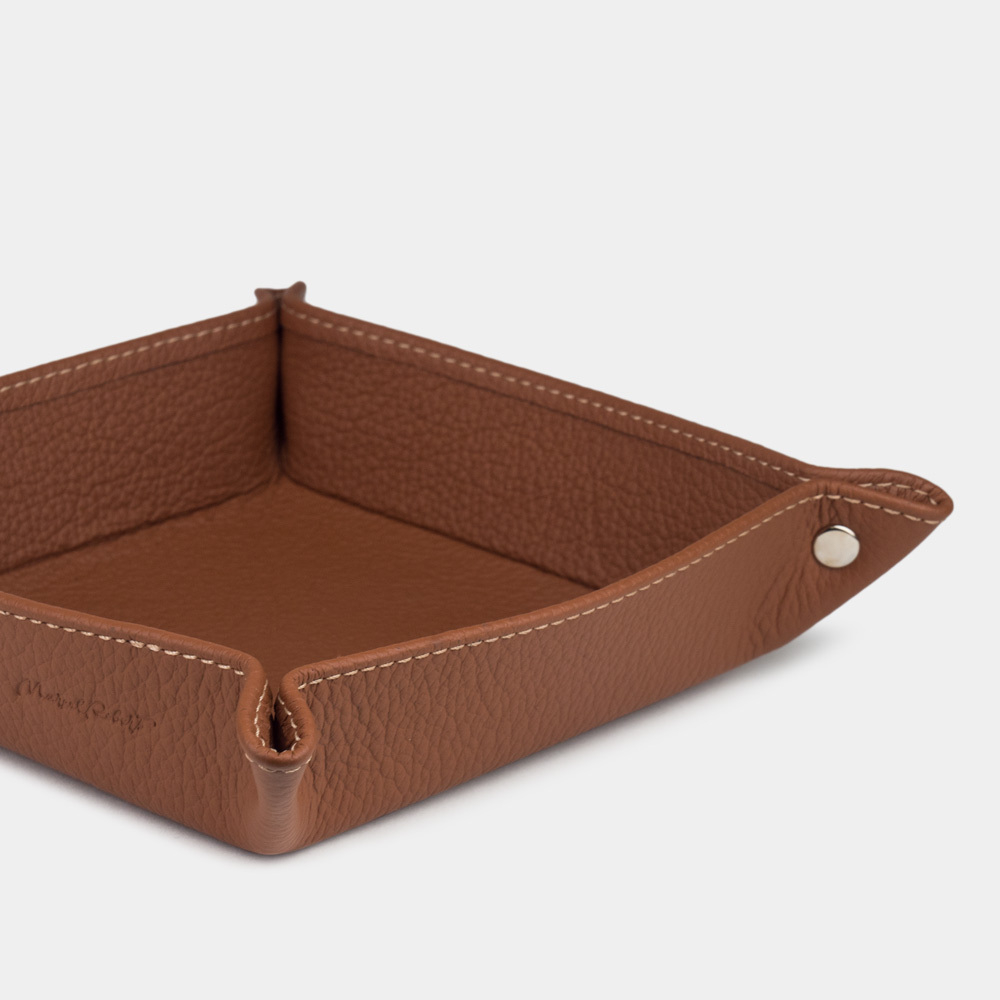 Лоток для мелочей из натуральной кожи теленка, цвета карамель