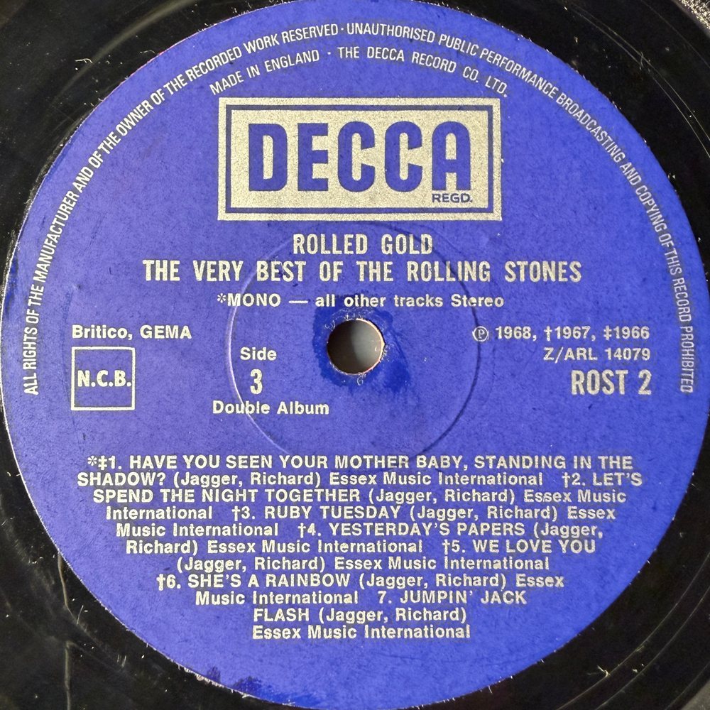 The Rolling Stones ‎– Rolled Gold Side 3 (Англия 1975г.) Test pressing