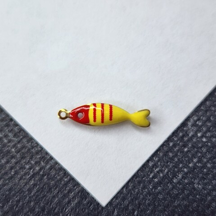 Подвеска, сталь, 2я позолота, желтая, красная рыбка, рыба, р-р 18мм