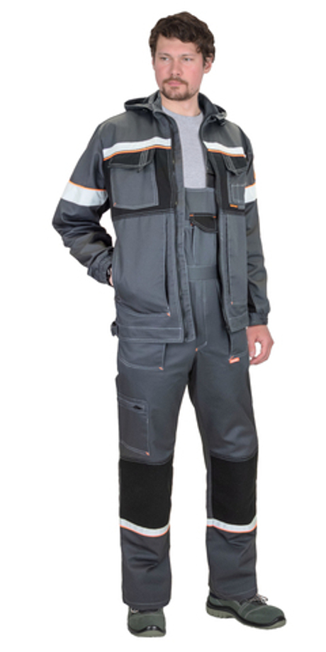 Костюм СИРИУС-РОДОС куртка, полукомбинезон, темно-серый с черным