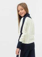 Кардиган на молнии для девочки в школу AT1069 молочный