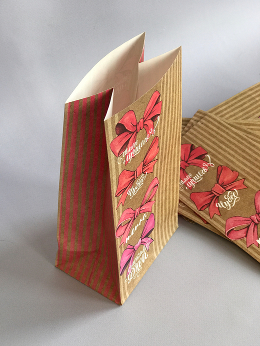 Крафт пакет "Бантики", 10х7х19 см