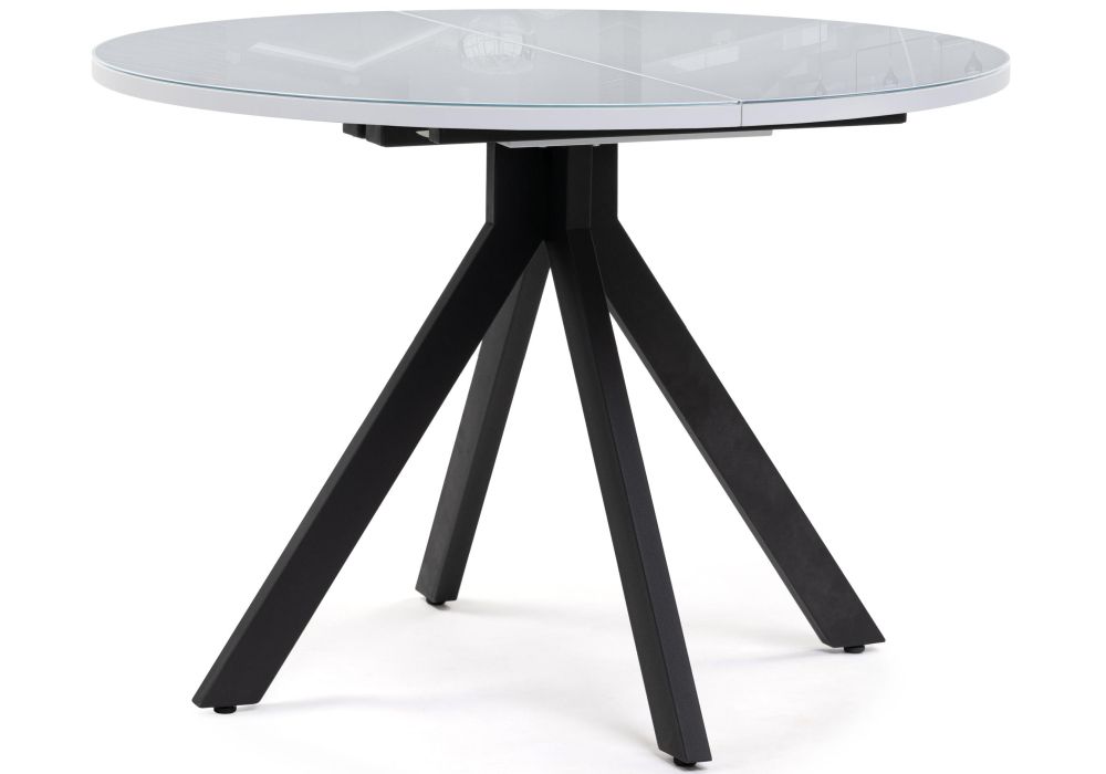 Стеклянный стол Бетина 100(130)х100х75 черный / белый