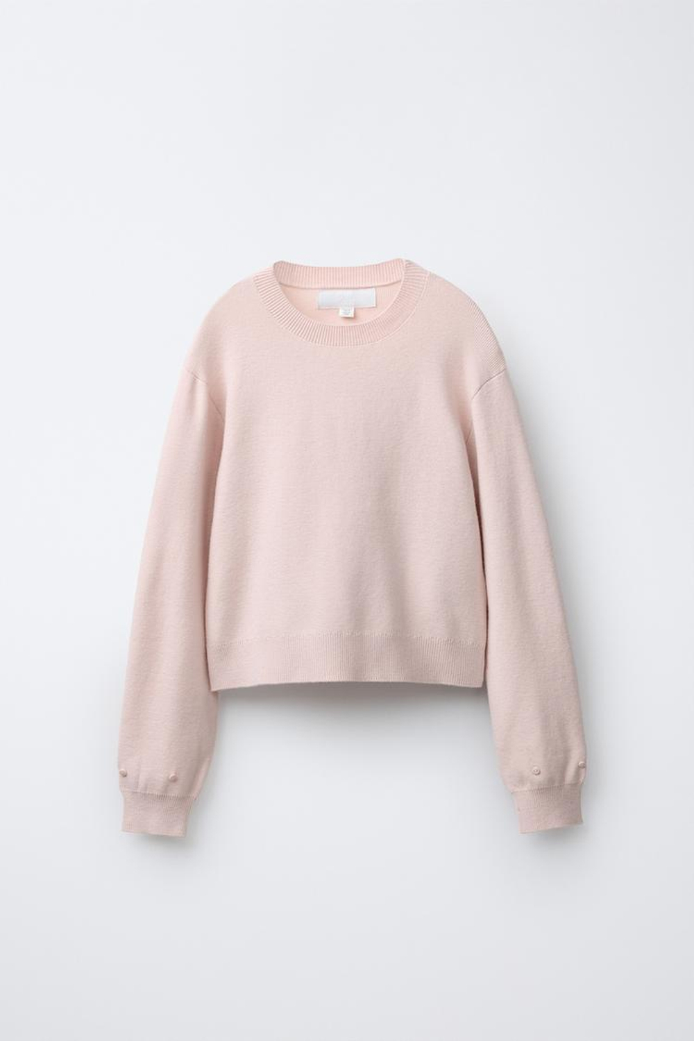 ZARA ВЯЗАНЫЙ ДЖЕМПЕР С ПЕРЬЯМИ, РОЗОВЫЙ