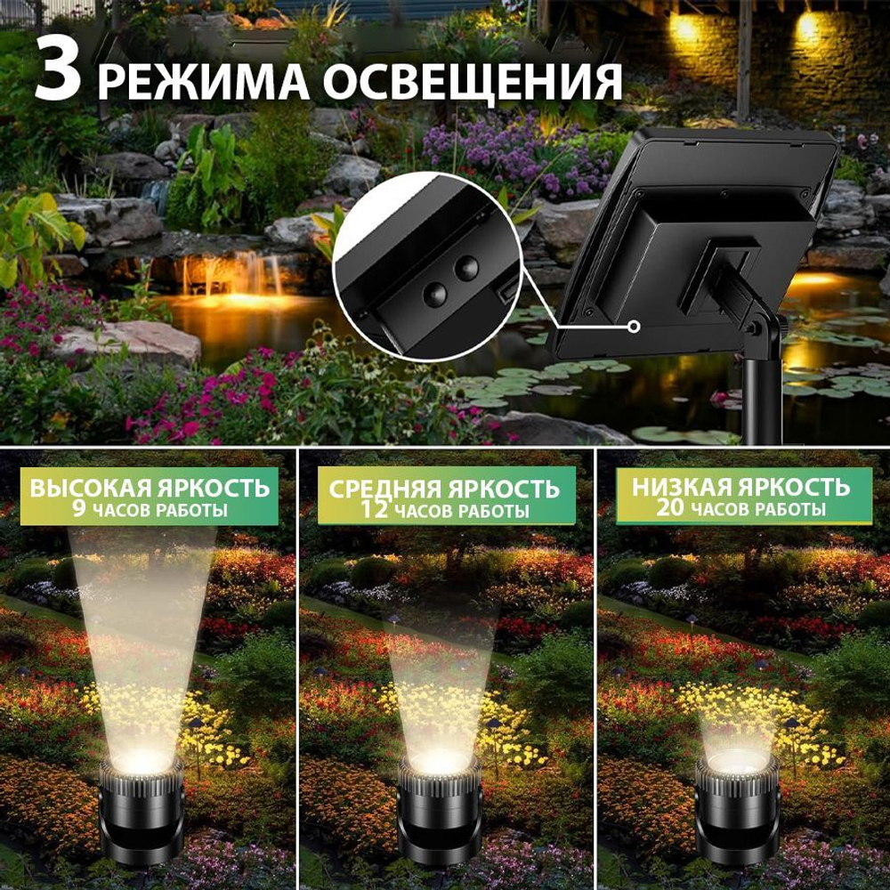 Садовая подсветка на солнечном аккумуляторе для сада (SL 503, теплый свет)