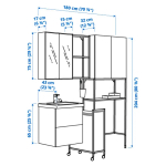 Комбинация для ванной - IKEA ENHET,  180x43x204 см, белый/серо-зеленый, ЭНХЕТ ИКЕА