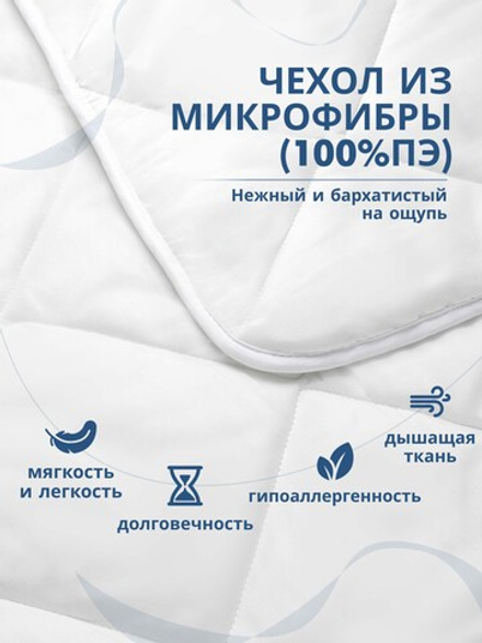 Одеяло для гостиницы кассетного типа (наполнитель: лебяжий пух 300гр/м2, чехол: микрофибра, 100% пэ)