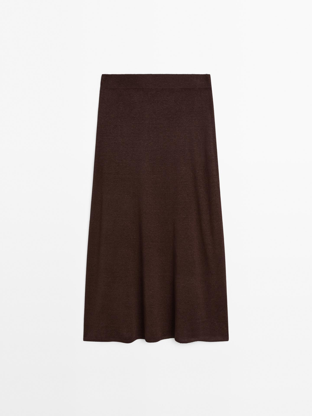 Massimo Dutti Длинная расклешенная юбка из 100% льна, баклажанный