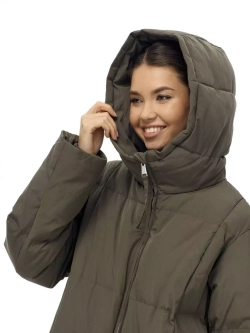 Пуховик длинный с капюшоном, хаки, SilverFox