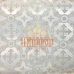 Парча "Гуслица" белая с серебром