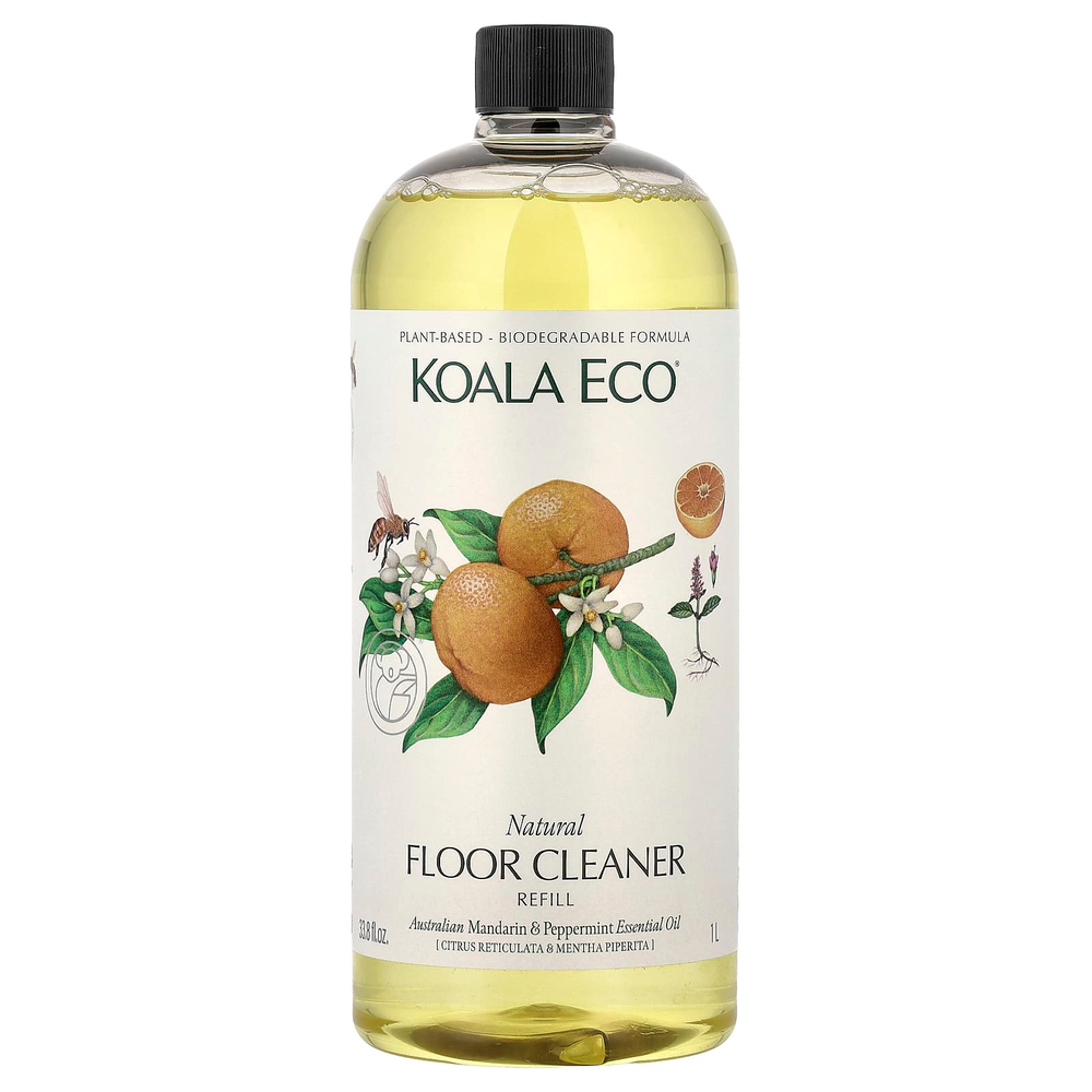 Koala Eco, натуральное очиститель для пола, сменный компонент, эфирное масло австралийского мандарина и перечной мяты, 1 л (33,8 жидк. унции)