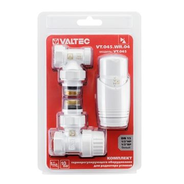 Комплект терморегулирующего оборудования Valtec 1/2" угловой (VT.045.WR.04) белый