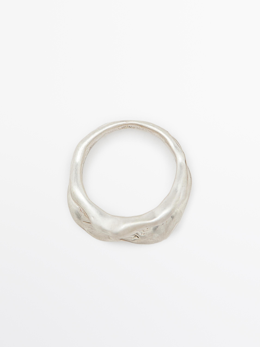 Massimo Dutti Металлическое кольцо абстрактной формы, серебряный