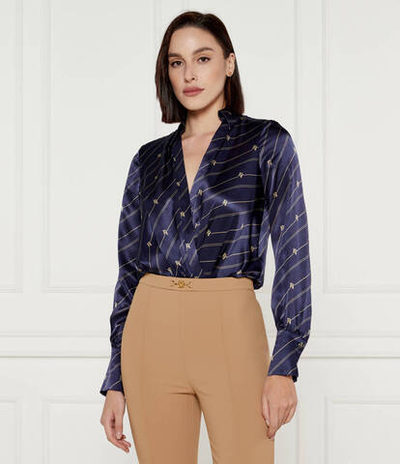 Шелковое боди Elisabetta Franchi - темно-синий(CB00146E2)