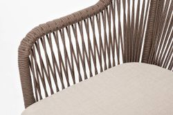 "Лион" стул плетеный из роупа, каркас из стали коричневый (RAL8016) муар, роуп коричневый круглый, ткань бежевая 035