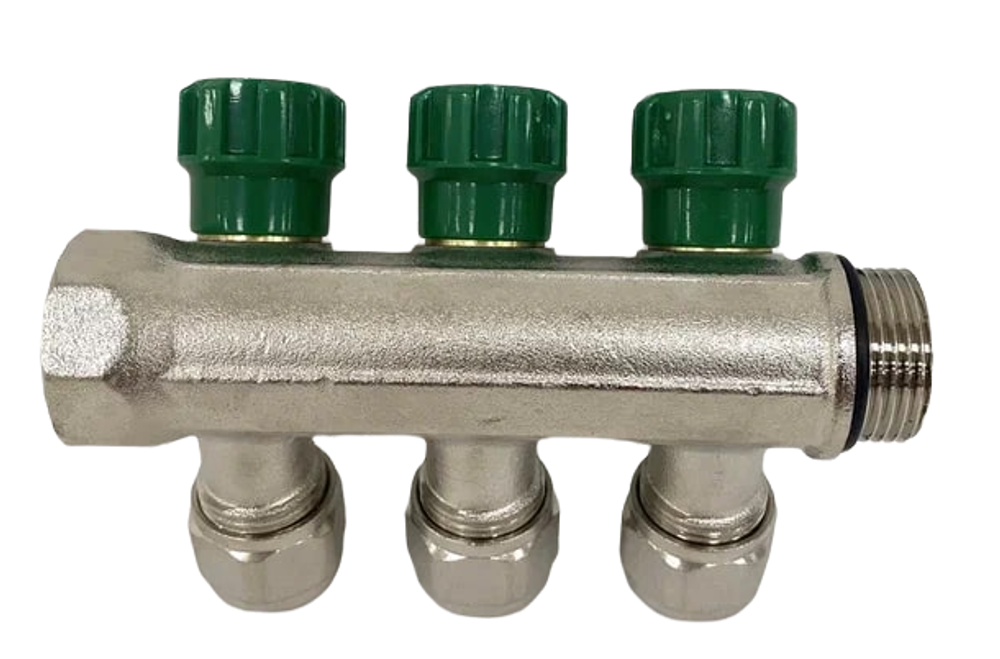 Коллектор Grema НВ 3/4x16 евроконус на 3 вых c вентилями (CN)