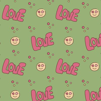 Ретро надпись Love и весёлые рожицы