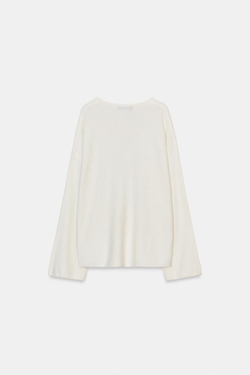 ZARA СВИТЕР С КРУГЛЫМ ВЫРЕЗОМ, ЭКРЮ