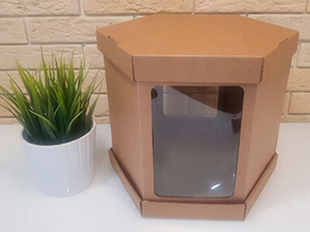 Коробка для торта «6 ГРАНЕЙ» Д 240 ВЫСОТА 240 ММ. КРАФТ