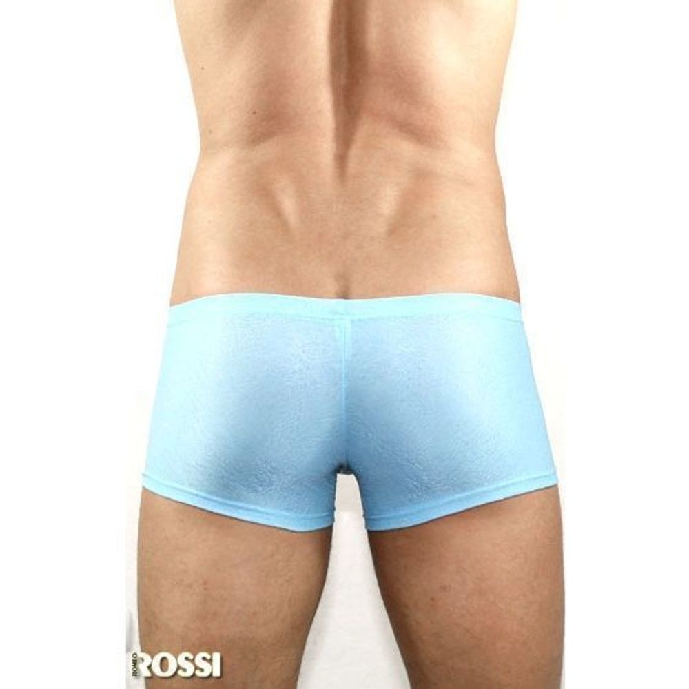 Мужские трусы боксеры голубые с узорчатой сеткой в виде роз Romeo Rossi Blue Rose Boxer RR00209