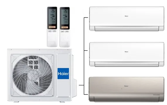 Мульти сплит-система на 3 комнаты 35+35+35 м2 Haier 2х AS12NS6ERA-W+AS12NS6ERA-G/3U70S2SR5FA Lightera Super Match с Wi-Fi модулем ESP32