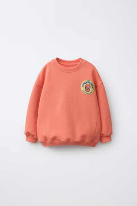 ZARA ТОЛСТОВКА С НАШИВКОЙ SPIDER-MAN © MARVEL, КОРАЛЛОВЫЙ