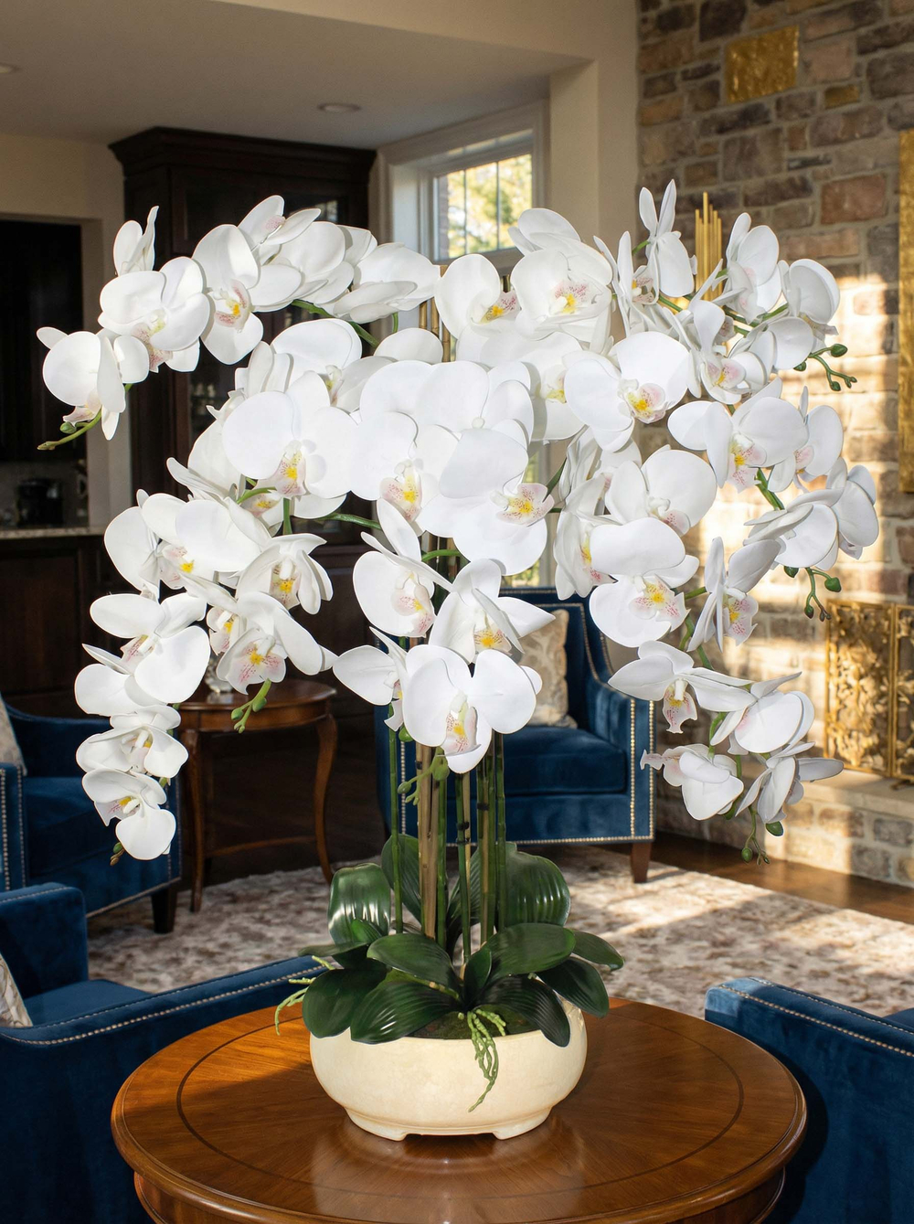 Искусственные цветы Орхидеи Люкс 7 веток 65см в широком кашпо