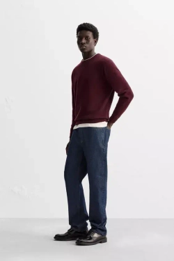 ZARA СВИТЕР ИЗ 100% КАШЕМИРА, БОРДОВЫЙ