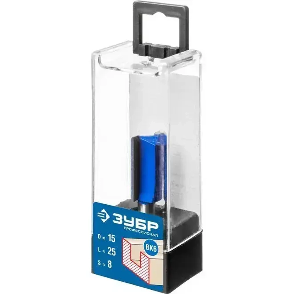 Пазовая прямая фреза ЗУБР 15x25 мм, хвостовик 8 мм 28753-15-25