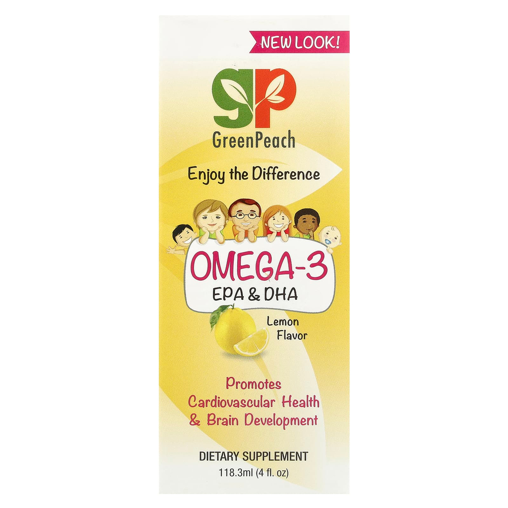 GreenPeach, омега-3 с ЭПК и ДГК, со вкусом лимона, 118,3 мл (4 жидк. унции)