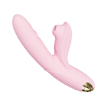 Розовый вибратор Anita с возвратно-поступательными движениями и вакуумом - 21,1 см. (Цвет: розовый)