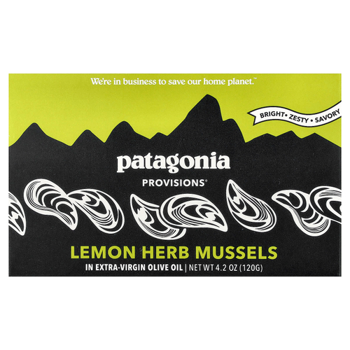 Patagonia Provisions, мидии с лимоном и травами, в оливковом масле холодного отжима, 120 г (4,2 унции)