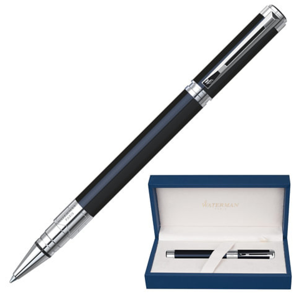 Ручка-роллер подарочная WATERMAN "Perspective Black CT", черный лак, детали с никеле-палладиевым покрытием, черная, S0830720