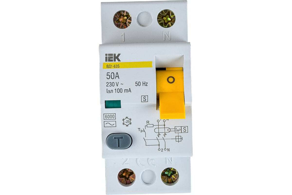 Выключатель дифференциальный (УЗО) ВД1-63S 2Р 50А 100мА IEK
