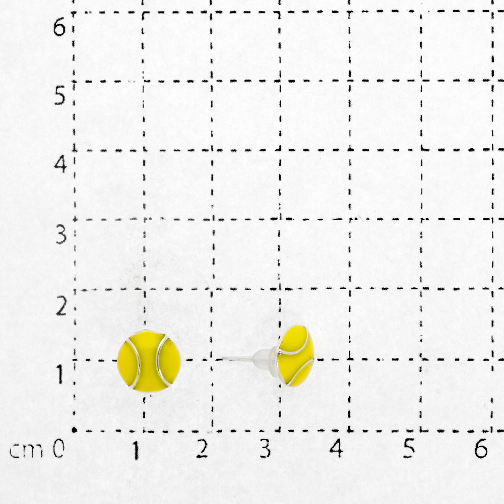 "Теннисный мяч" серьги в серебряном покрытии из коллекции "Olympic" от Jenavi с замком пусеты