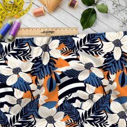 Ткань премиум таффета цветочно-полосатая иллюстрация