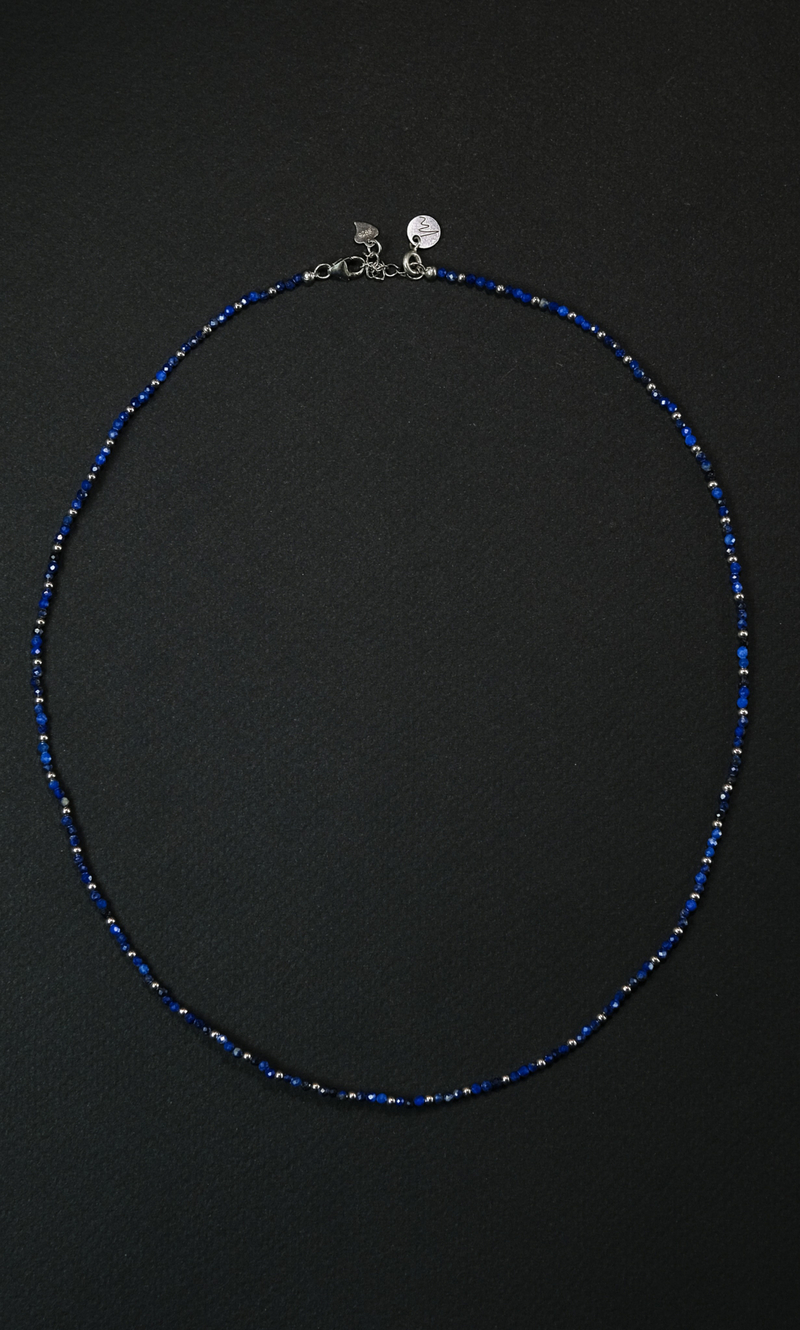 Цепочка "Memo about Finance" из лазурита с серебряными бусинами на замочке 47-54 см