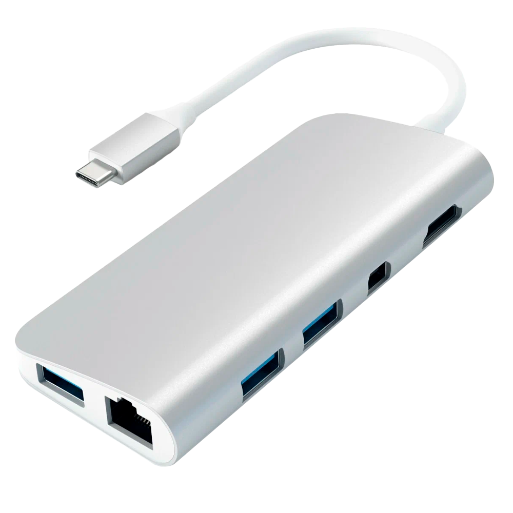 USB-концентратор Satechi Aluminum Type-C Multimedia Adapter, 4 разъема, Silver (Серебристый)