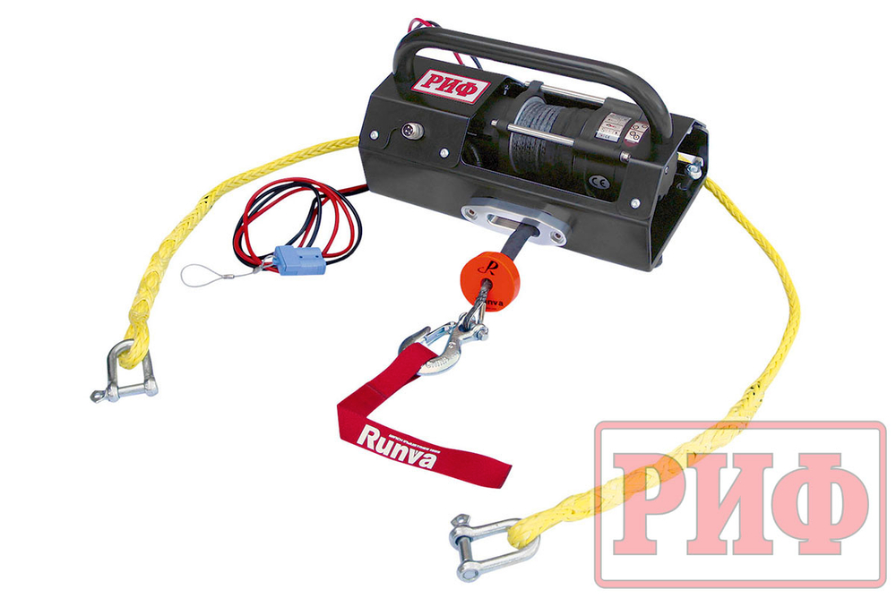 Лебёдка переносная 3500ASR c малой площадкой и проводами в сборе, синтетический трос РИФ