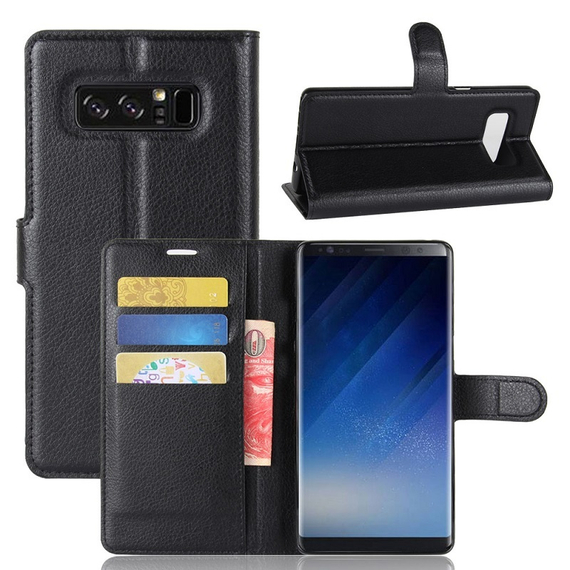 Чехол книжка на Samsung Galaxy Note 8, с отсеком для карт и подставкой от Caseport