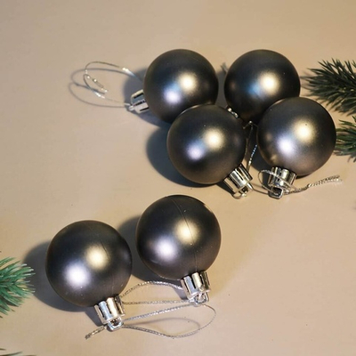Шар новогодний 6шт 4см матовый, графит