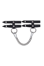 Черные однослойные кожаные оковы из двух ремешков (Цвет: черный)