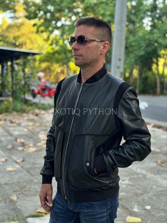 Мужская куртка бомбер из кожи ягненка JT-125