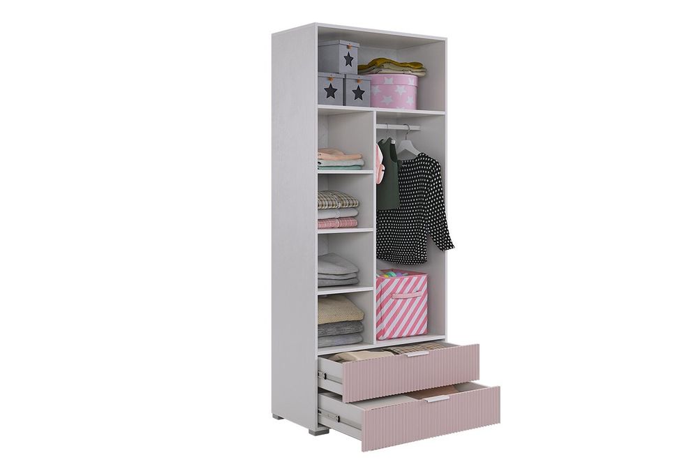 Шкаф двухдверный "Зефир" 120.01,(Белое дерево/пудра розовая (эмаль)