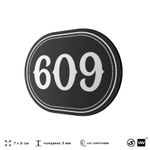 Номерок на дверь квартиры 609, для кабинета, офиса, шильдик 9 х 7 см, черный, Айдентика Технолоджи