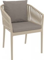 Кресло пластиковое с подушками Siesta Contract Portofino, бежевый, светло-коричневый