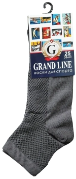 Носки для спорта GRAND LINE (С-33, без паголенка), тёмно-серый, р. 29